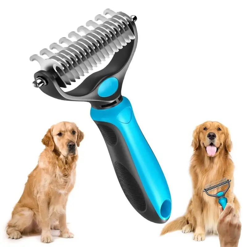 2in1 Stainless Pet Deshedding Brush Dog Hair Remover Pet Fur Knot Cutter…