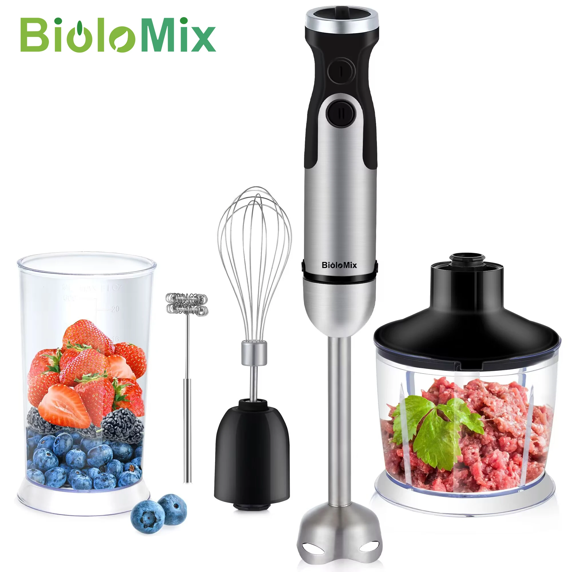BioloMix 1200W 5-in-1 Immersion Hand Stick Blender Mixer Vegetable Meat…