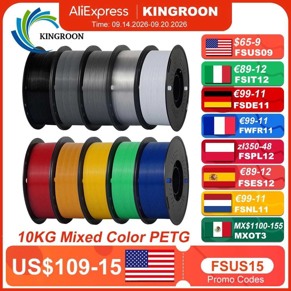 KINGROON 10KG 1.75mm PETG Filament Tangle-Free, High Quality 3D Printing…