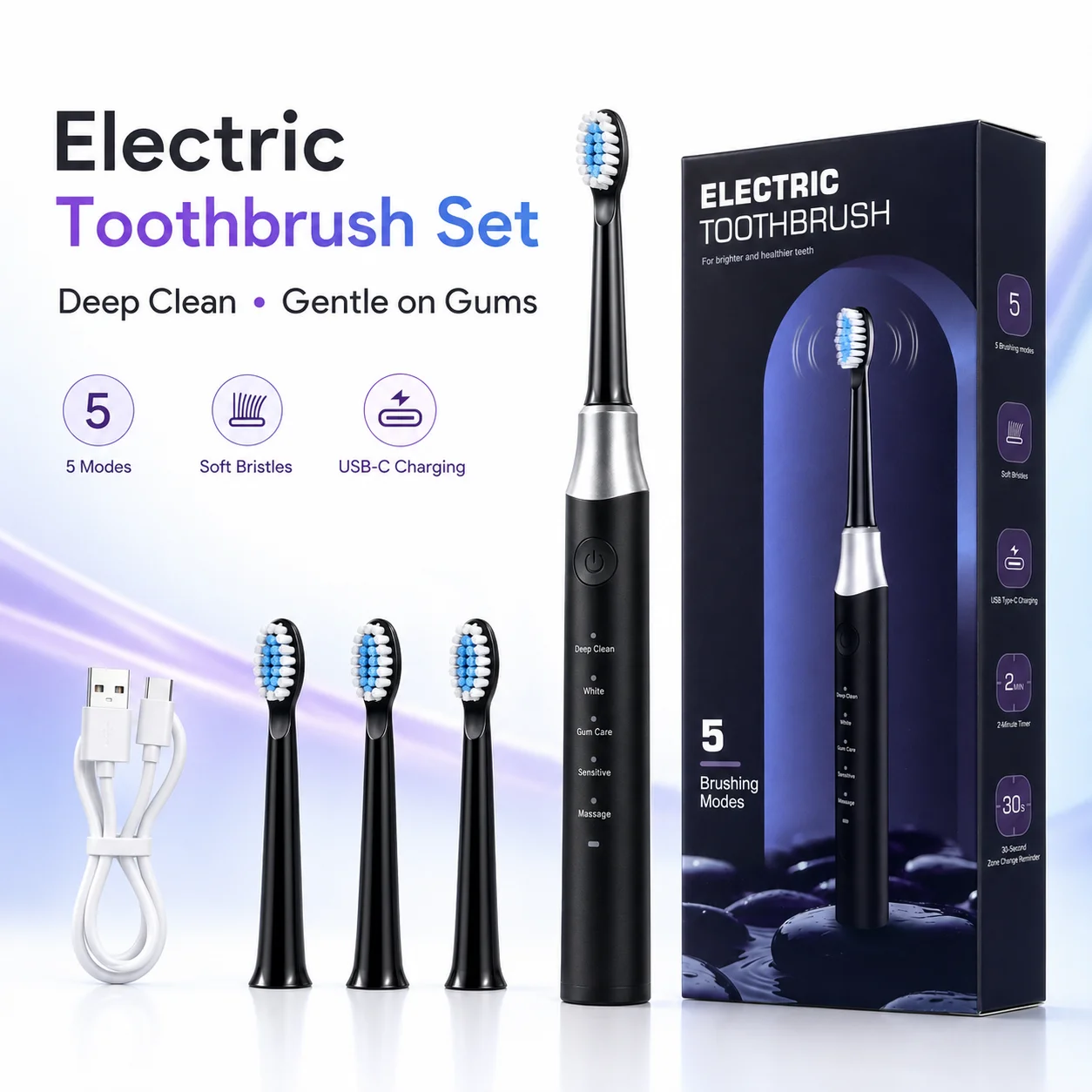 Dr.Yadent YD07 Electric Sonic Toothbrush Sensitive Gum Care Rechargeable…