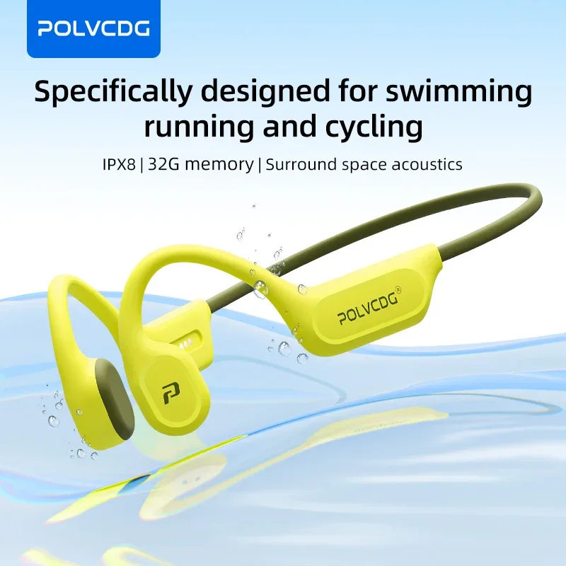 POLVCDG X9 Bone Conduction Earphones IPX8 Waterproof Open Swimming Earphones…