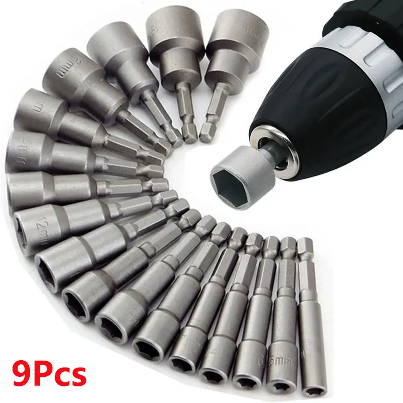 9pcs/set 5mm-13mm Hex Sockets Sleeve Nozzles Nut Driver Set Screwdriver Set…