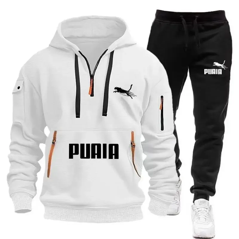 2026 New Style Men's Sport Clothing: Zippered Hooded Sweatshirt + Athletic…
