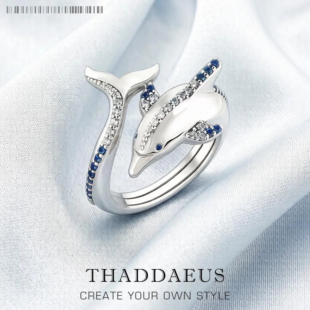 Ring Dolphin with Blue Stones Brand New Trendy Fine Jewelry Pure 925…