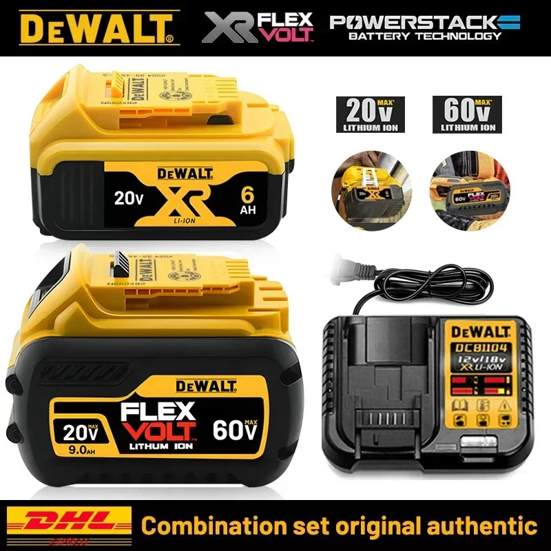 DeWALT 100% Original Battery 20V/60V 6Ah 9Ah MAX FlexVolt for DCB606 DCB205…