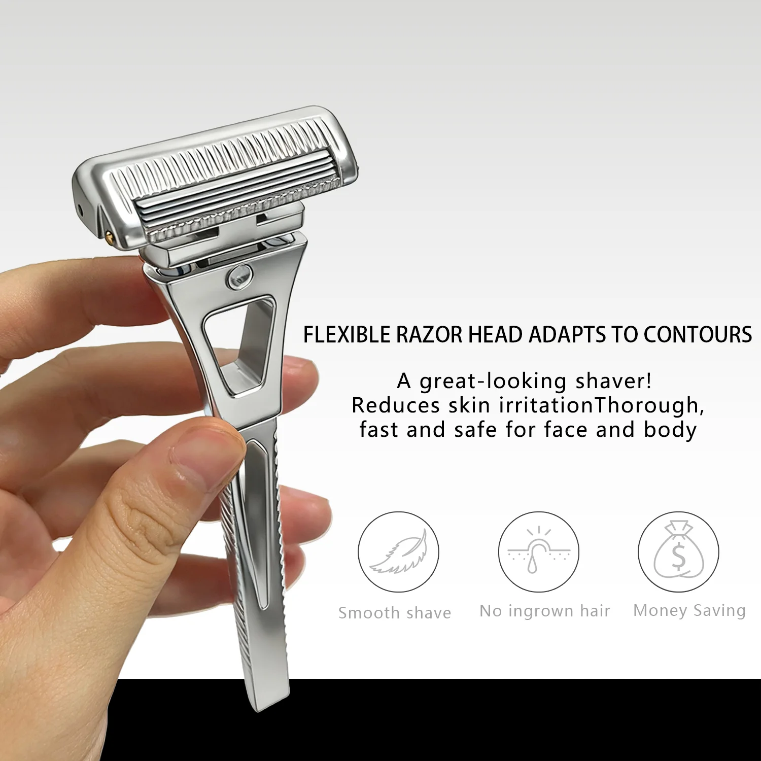 Whityle 24TS Glide Pro 4D Stainless Steel Shaving Razor 4 Haft Blade Safety…