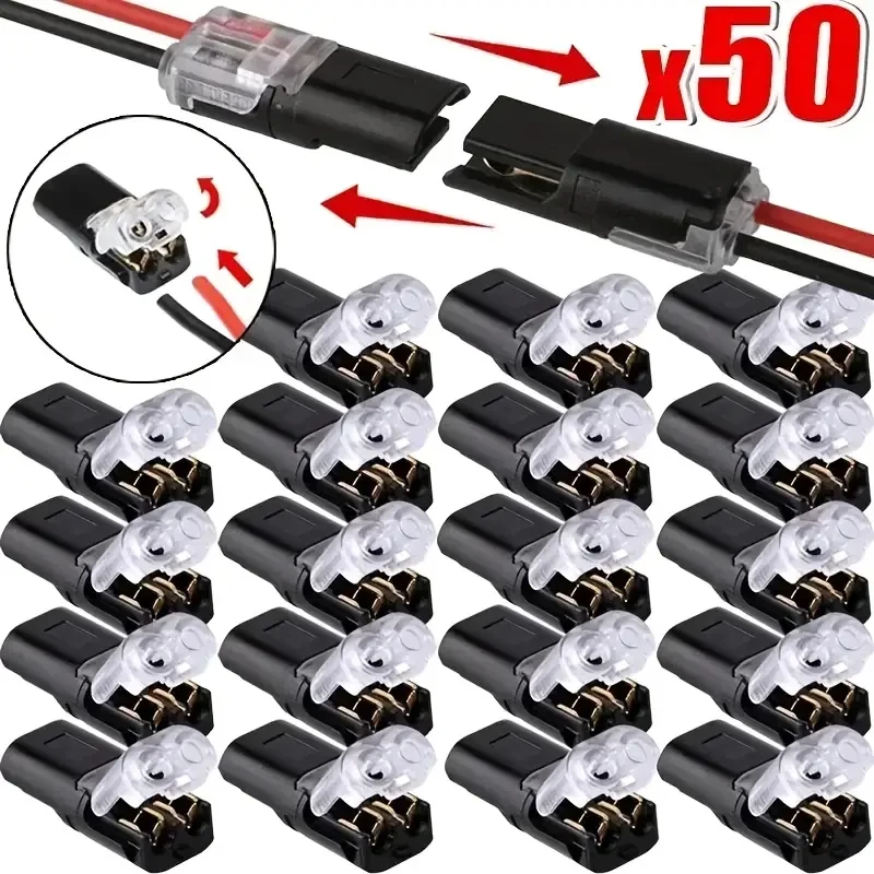 20/50/100 Pack of H2 2-Pin Pluggable Wire Connectors, Nylon Insulated Copper…