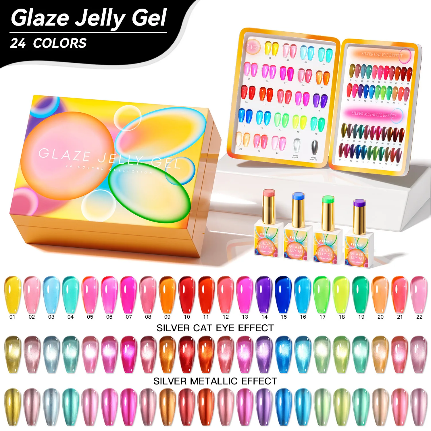 Eleanos Hotsale New 24 Color Neon Ice Translucent Armor Polish Gel Set with…