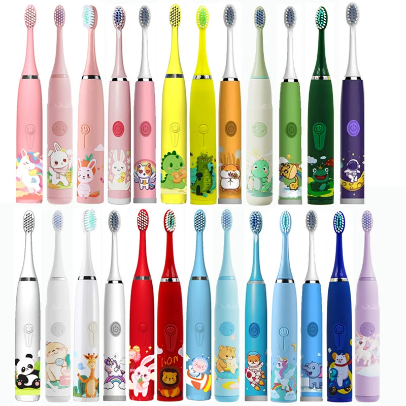 Children Electric Toothbrush Cartoon Kids with Replacement Head Ultrasonic…