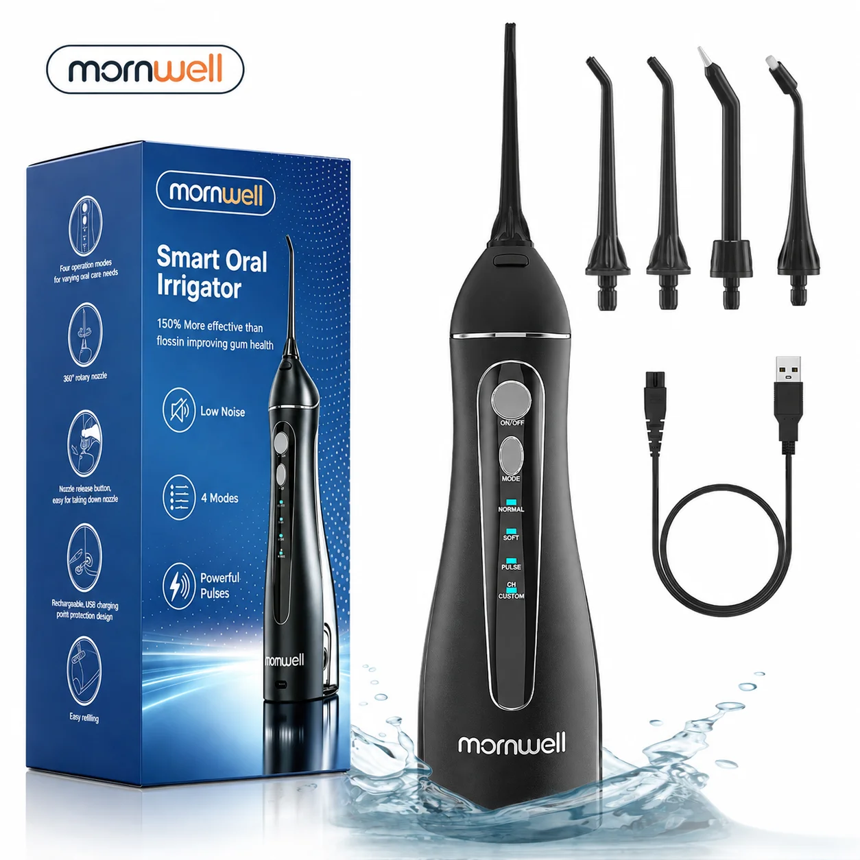 Portable F18 Water Flosser 4 Modes Water Floss USB Rechargeable 4 Nozzles…