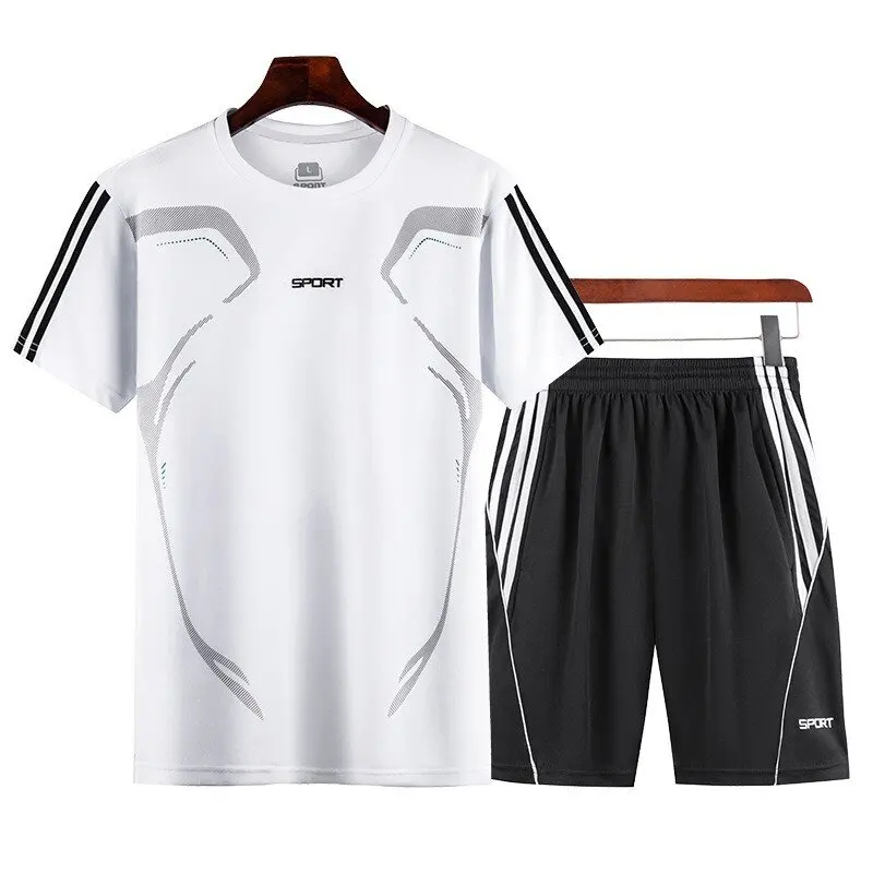 2026 Men Quick‑Dry Sport 2‑Piece Set, Short Sleeve T‑Shirt+Shorts, Breathable…