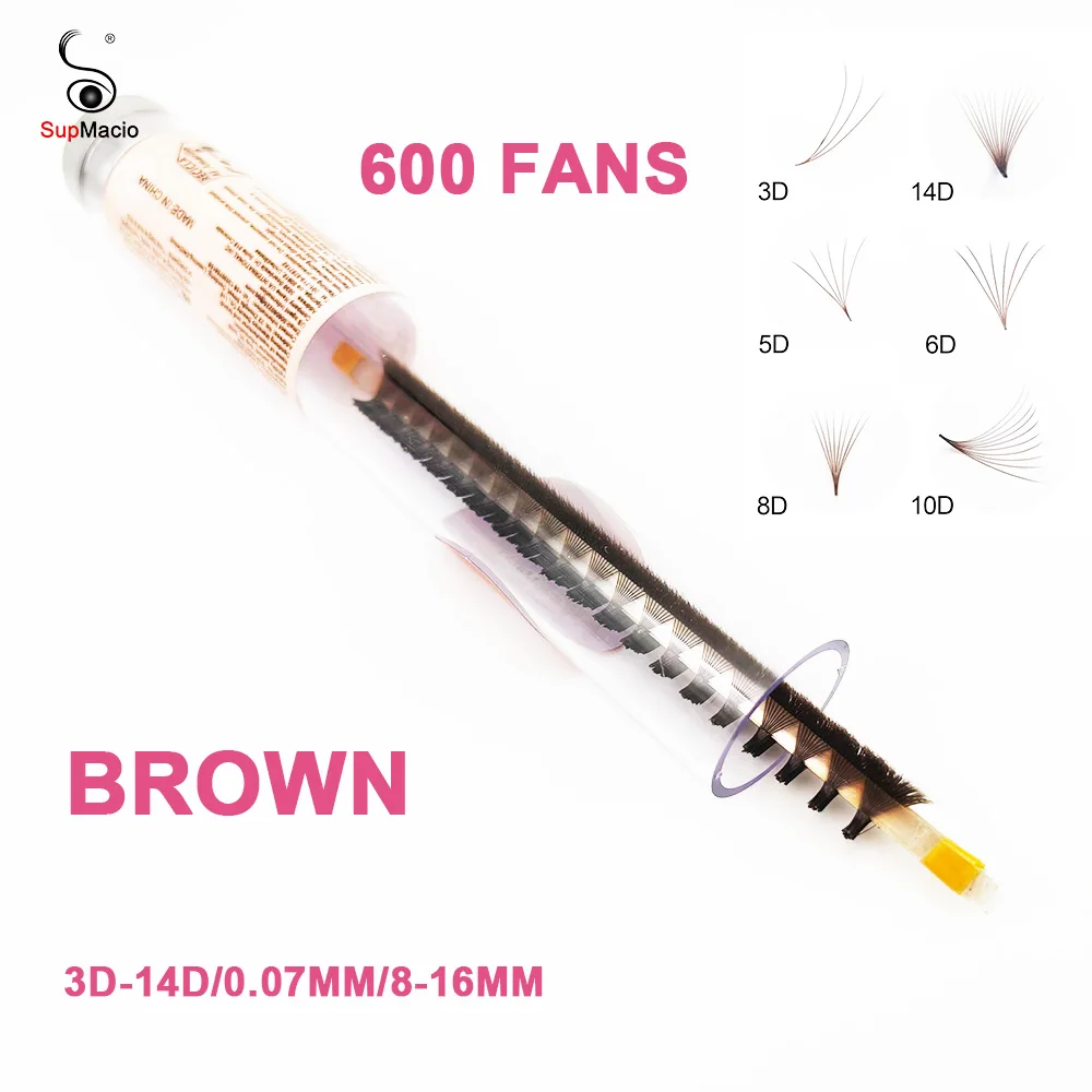Supmacio Brown Premade Volume Fan 600Fans C/D Curl 8-16MM Ultra Speed Loose…