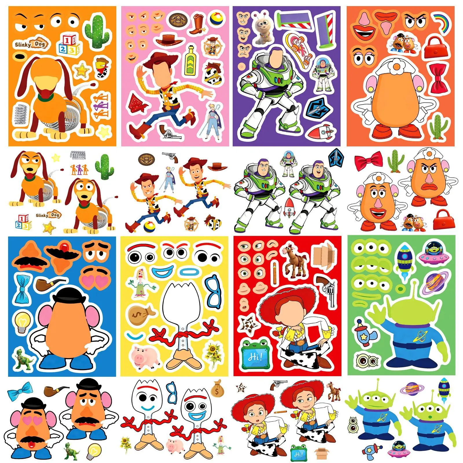 8/16Sheets Make a Face Cartoon Toy Topic Stickers DIY Ryder Chase Assemble…