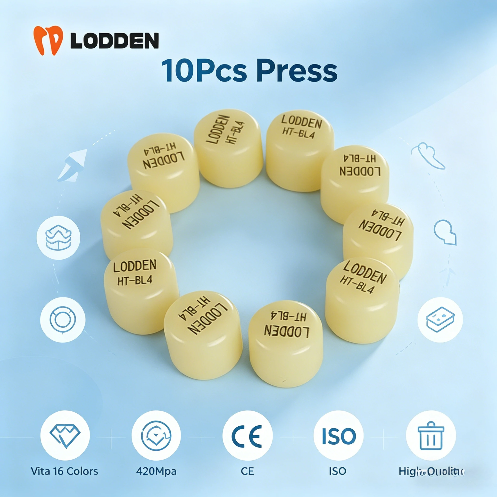 10Pcs Dental Press Lithium Disilicate Glass Ceramic Block Ingots HT LT for…