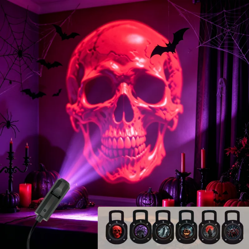 Halloween USB LED Projection Lamp,3/6pcs Patterns Light…
