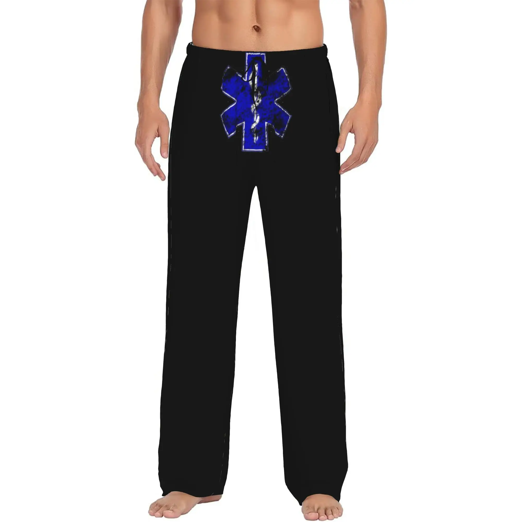 Custom Star of Life EMT Health Care Pajama Pants Men Lounge Sleep Stretch…