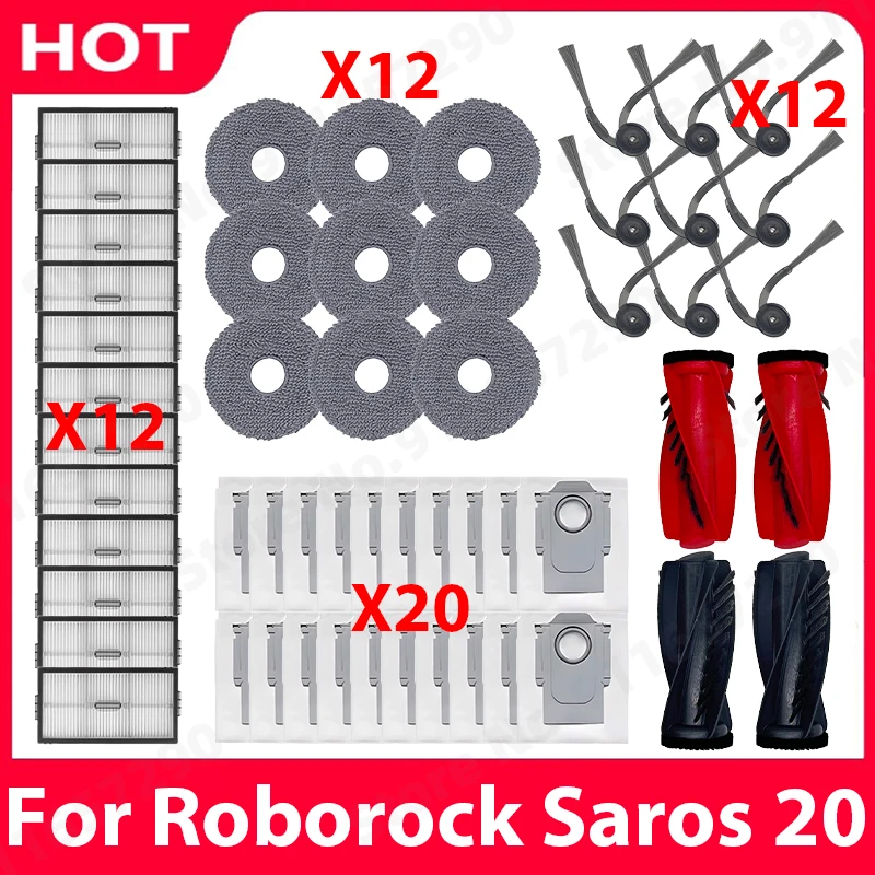 for Roborock Saros 20 Spare Parts Main Side Brush Mop Cloth Hepa Filter Dust…
