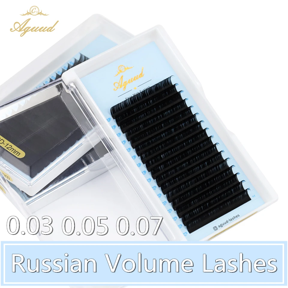 AGUUD 16 Rows Natural Soft Russian Volume Eyelash Extensions 0.03 0.05 0.07…