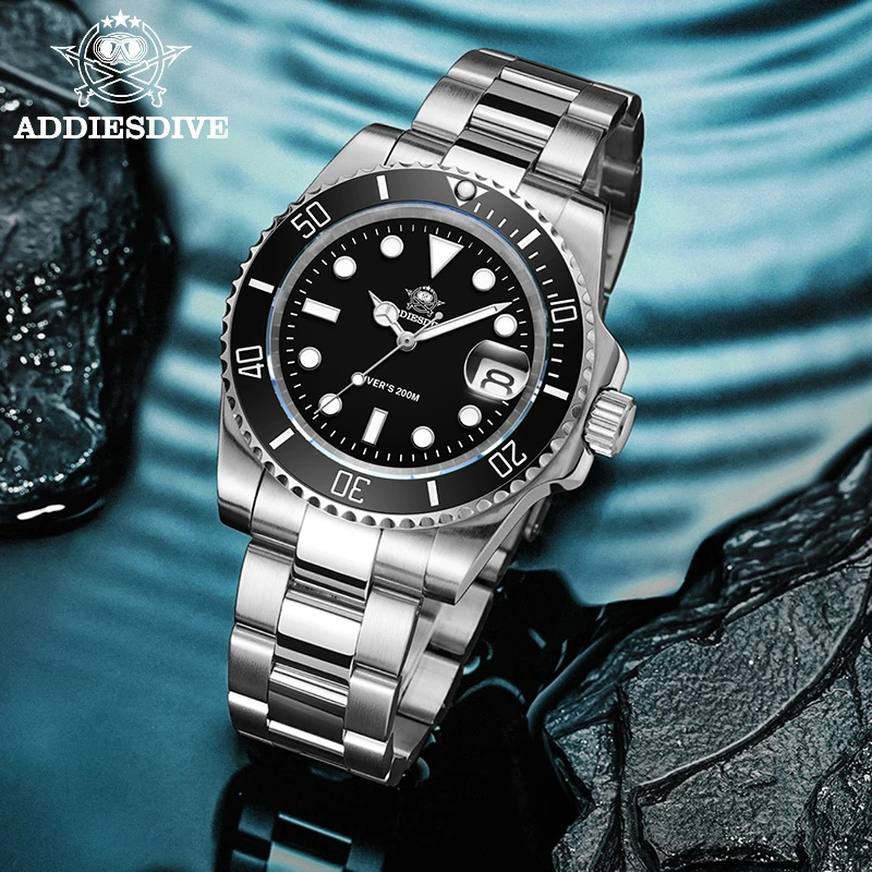 ADDIESDIVE Stainless Steel Watch Men's European and American Business Leisure…