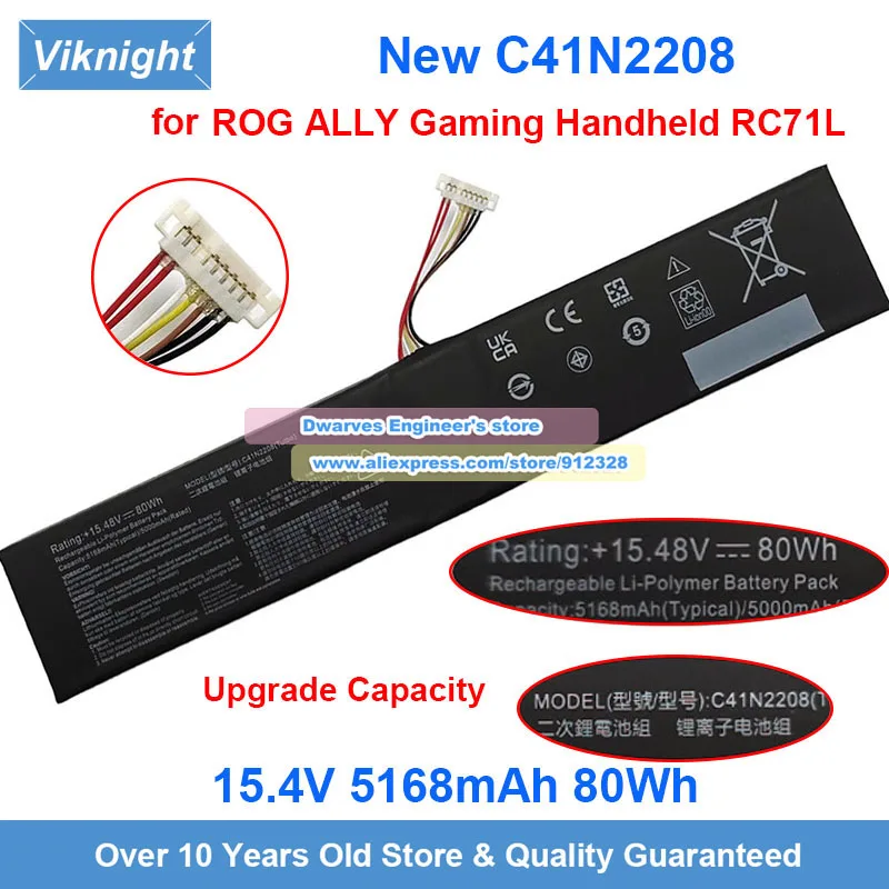 New 80Wh Upgraded C41N2208 Battery 15.48V 5160mAh DIY for ROG ALLY Gaming…
