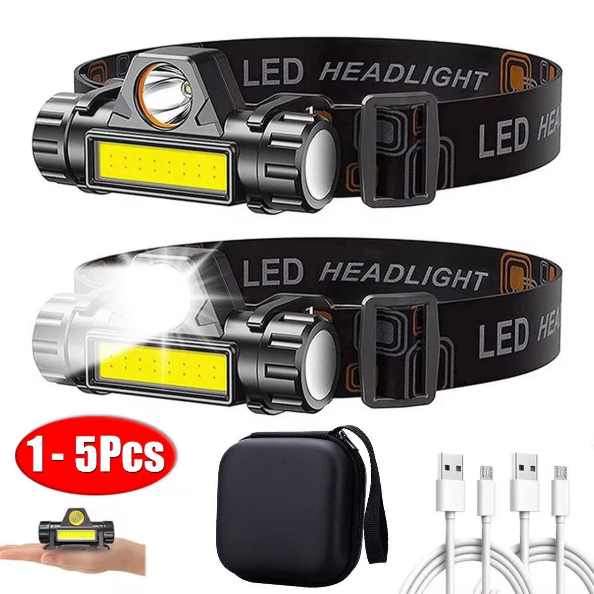 1-5PCS Rechargeable COB LED Headlamp Strong Magnetic Powerful Headlight…