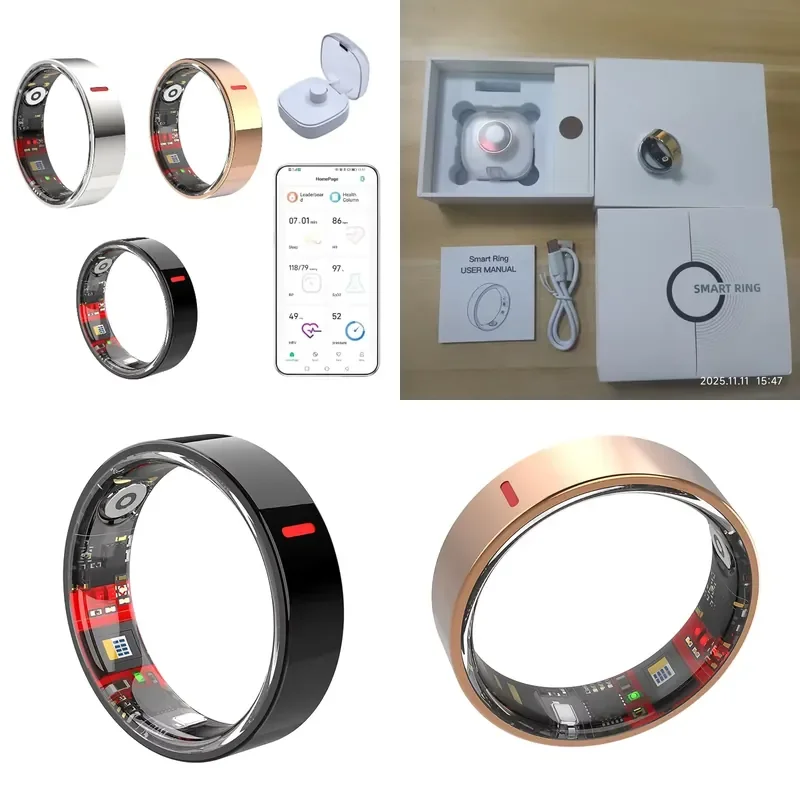 Health Ring Fitness Tracking Heart Rate Sleep Tracker IP68 Steel Wireless…