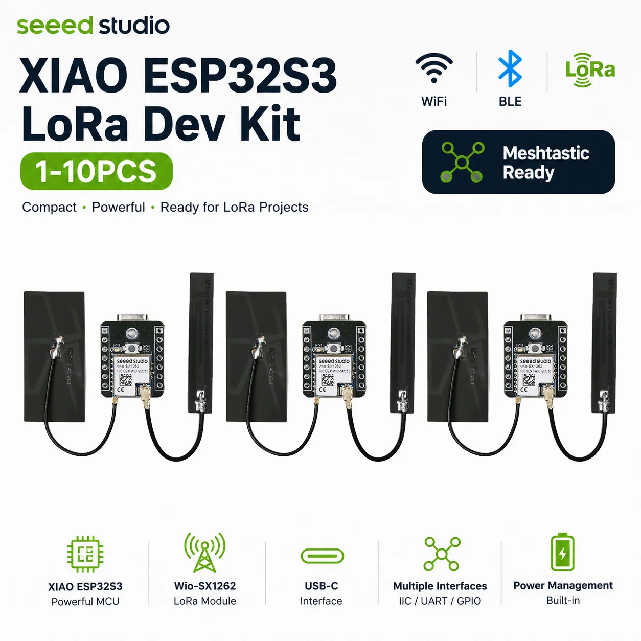 Seeed Studio XIAO ESP32 S3 Lora32 SX1262 Meshtastic Lora Development Board…