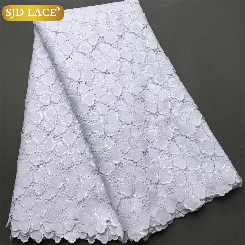 SJD LACE African Sequins Guipure Cord Lace Fabrics 5 Yards 2026 New Nigerian…