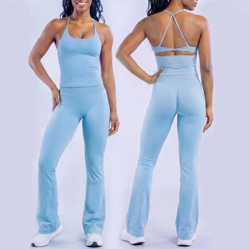 2026 New Women’s Yoga Camisole and Seamless Flared Pants – Breathable…