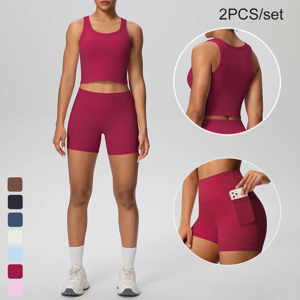 2PCS Women Summer Fitness Sports Yoga Set Backless Yoga Underwear with Chest…