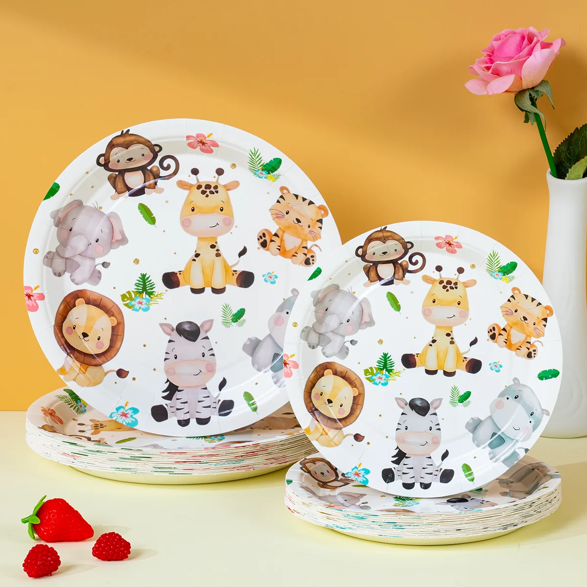 Jungle Safari Animal Disposable Paper Plates for Kids Wild One Birthday &…