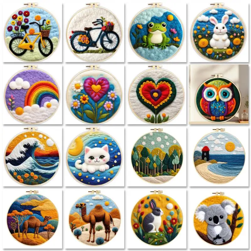 GATYZTORY Diy Wool Needle Felt Starter Set Wool Painting Set Diy Gift Animals…