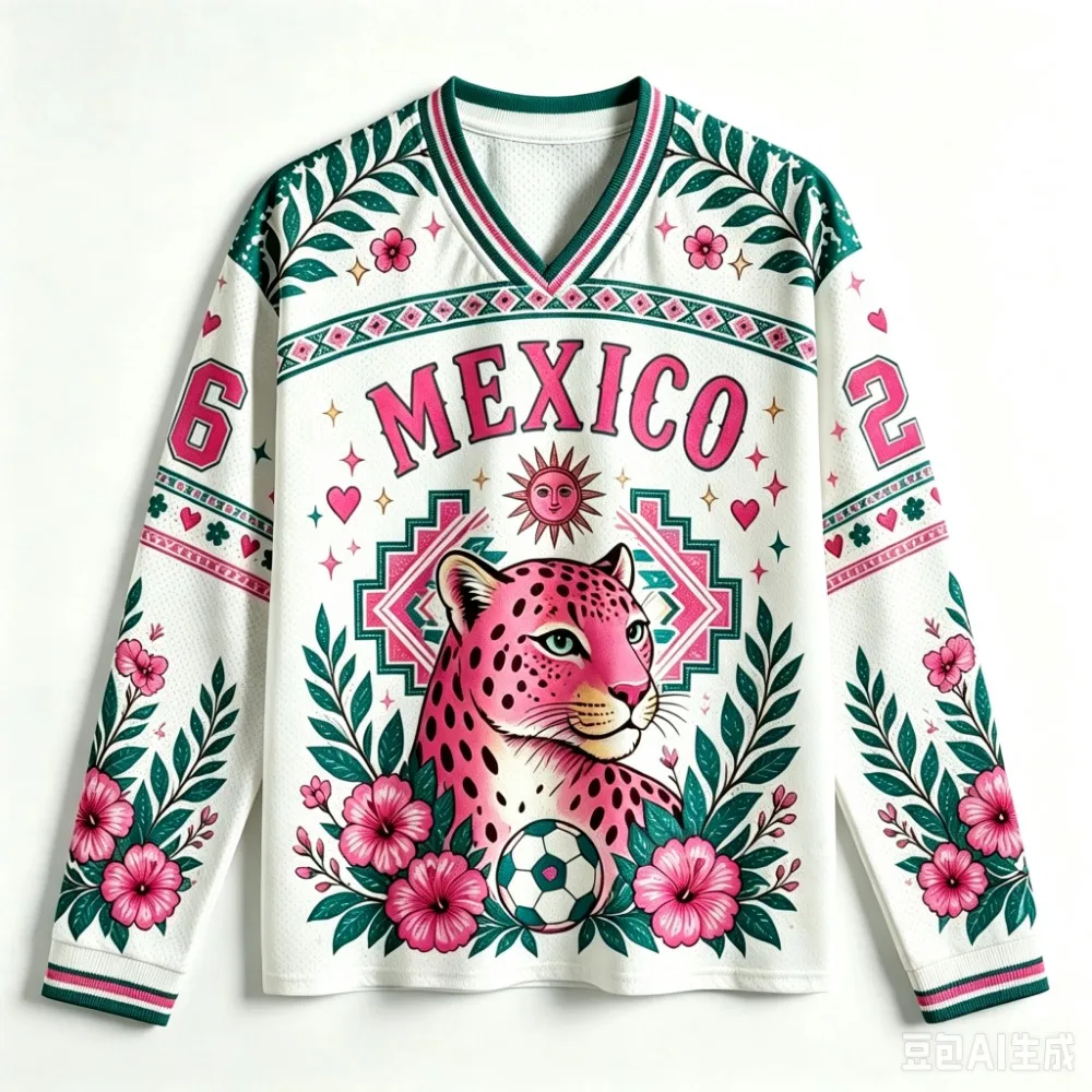 Mexican Leopard-pattern Floral Football 3DPrint V-neck Men Women…
