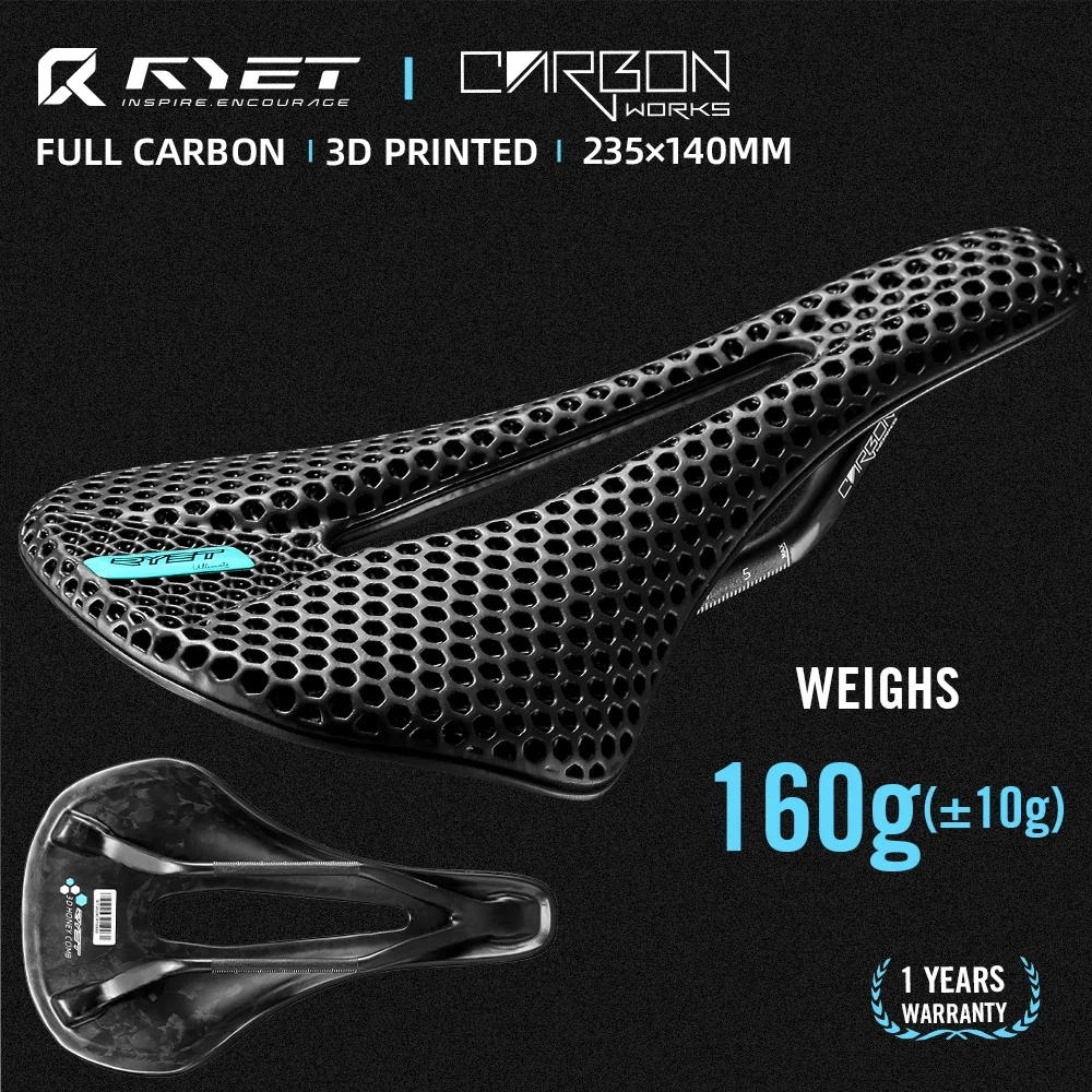 RYET Bike Carbon Saddle 3D Printed Saddle 140mm 7x9mm Round Rail Superlight…