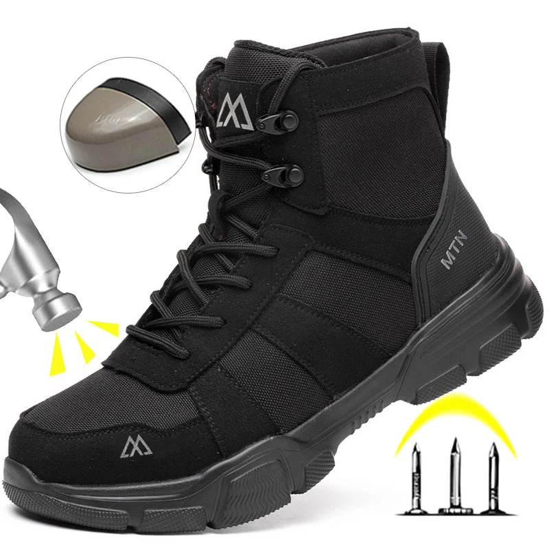 Light Breathable Protection Safety Shoes Men Steel Toe Cap Anti Smash Work…