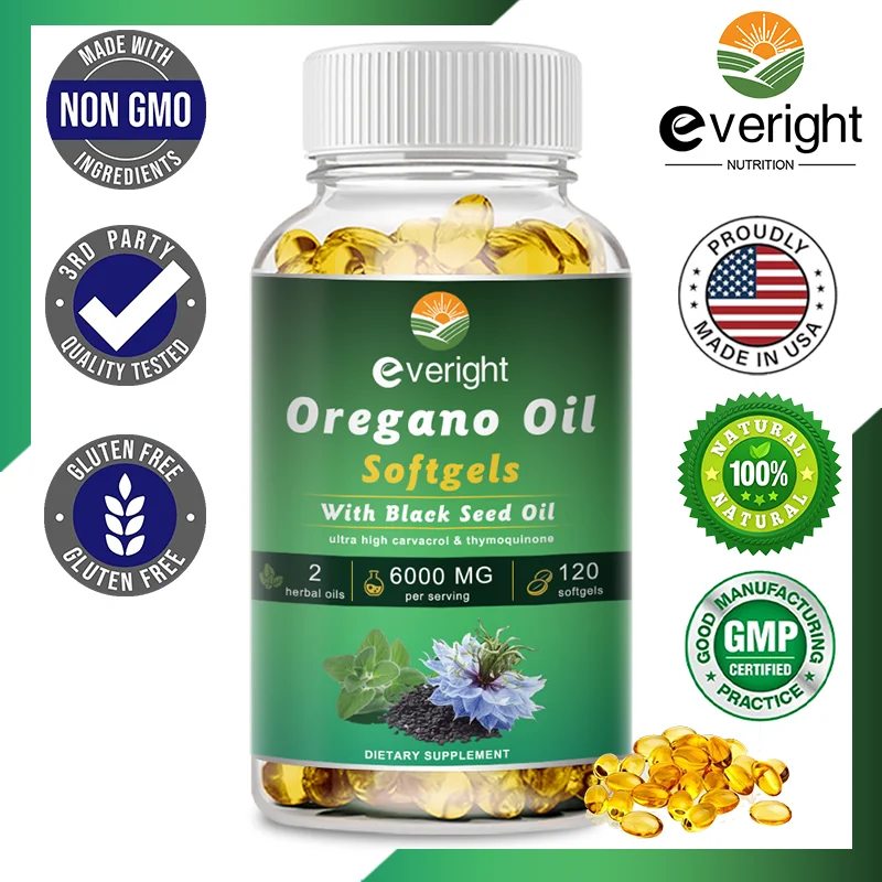 Organic Oregano Oil Capsules with Black Seed Oil for Antioxidant, Digestive…