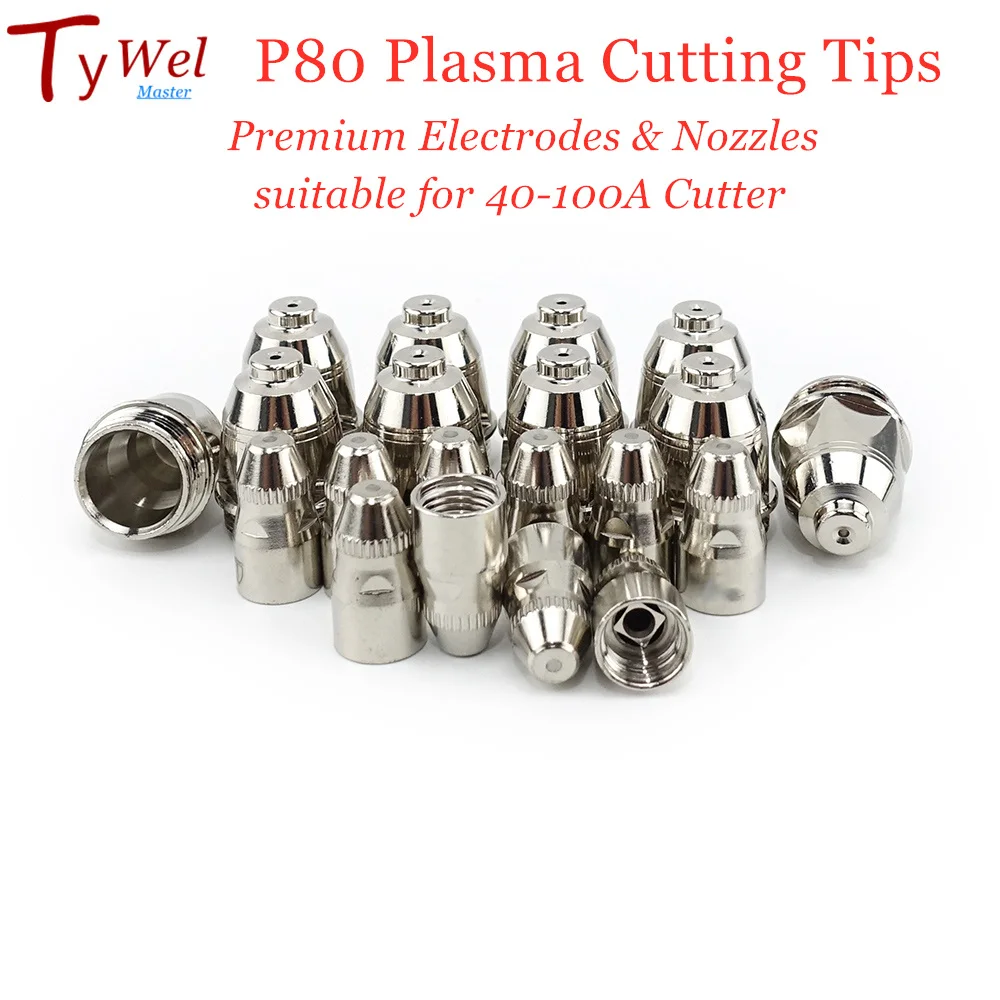 20pcs Premium P80 Plasma Cutting Torch Consumable Cutting 60A 80A 100A P80…