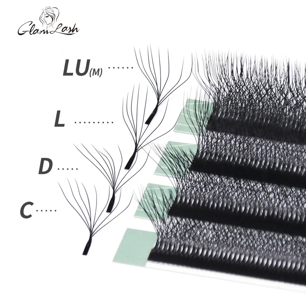 GLAMLASH 8D-W Shaped Eyelash Extension C/D/L/LU/M Premade Volume Fans Clover…