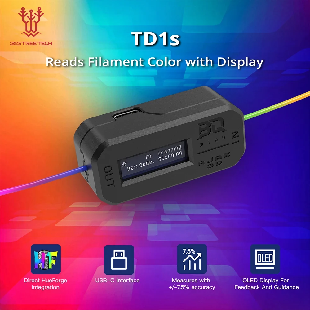 BIGTREETECH TD1s Reads Filament Color with Display Measured Values into…