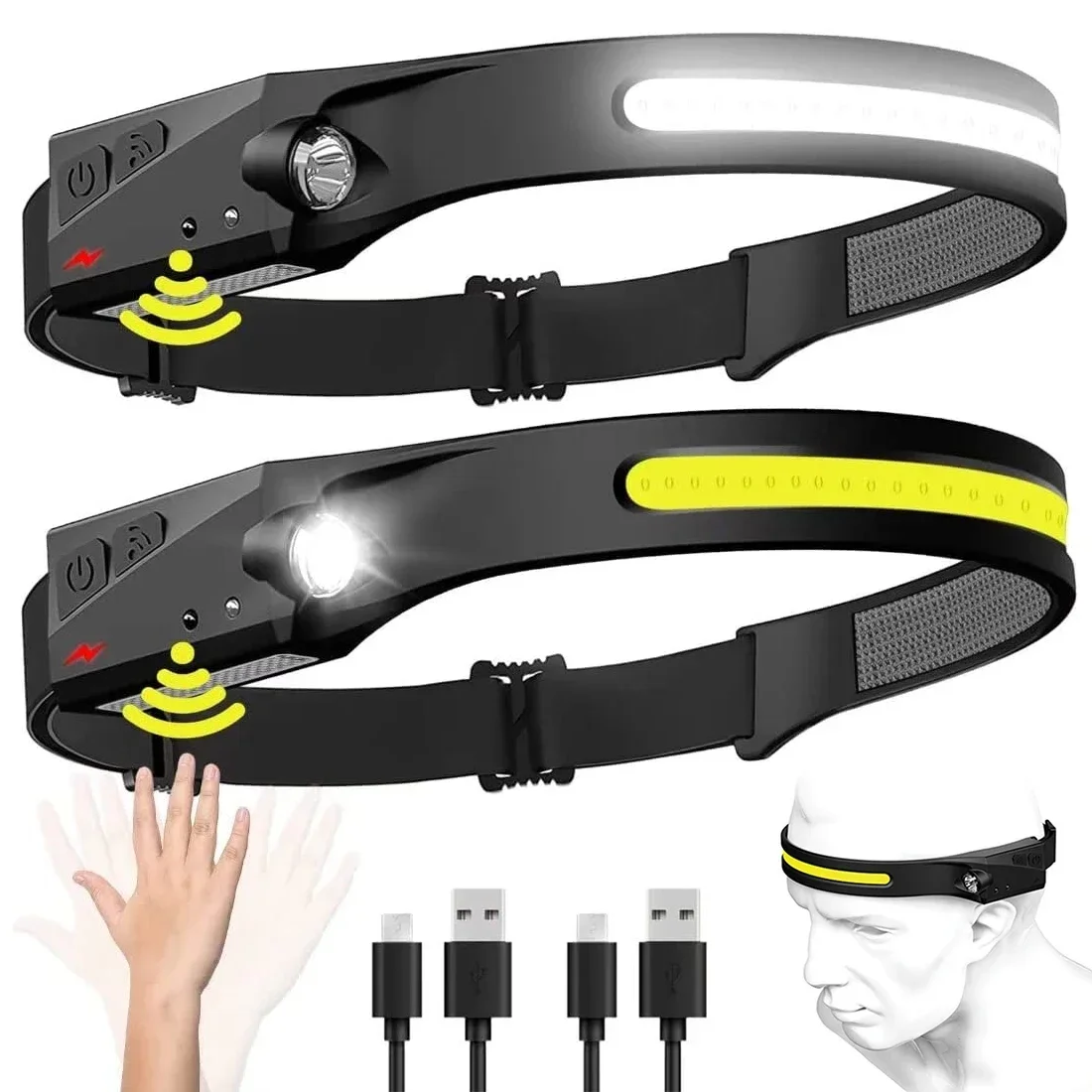 1/2/3PCS LED Induction Headlamp Camping Search Light USB Rechargeable…