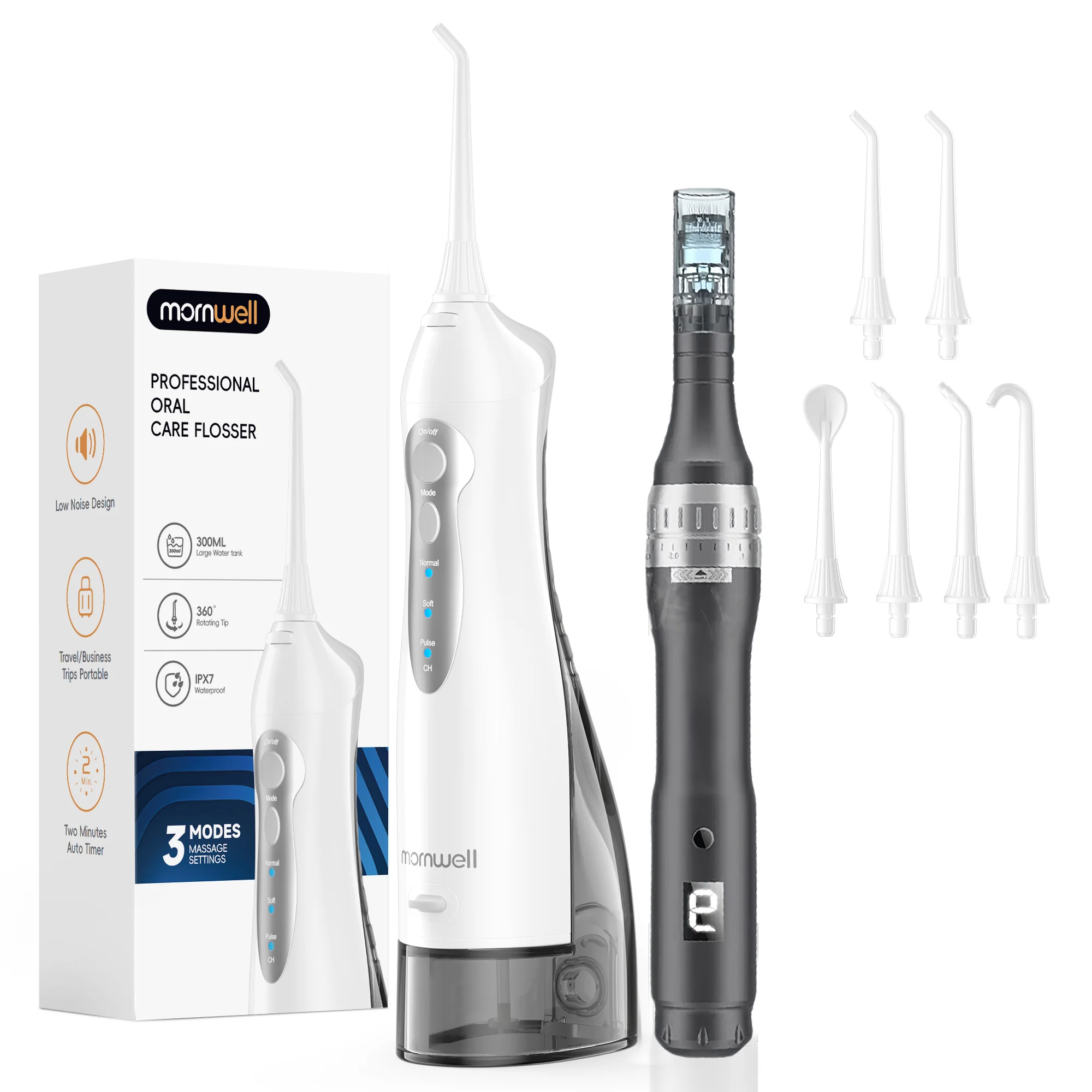 Mornwell Portable Water Flosser for Teeth: 3 Modes Professional Electric…