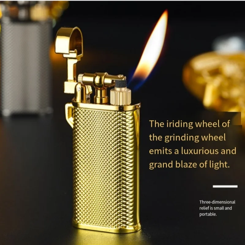 Retro Classic Grinding Wheel Gas Lighter Portable High-End Metal Body…