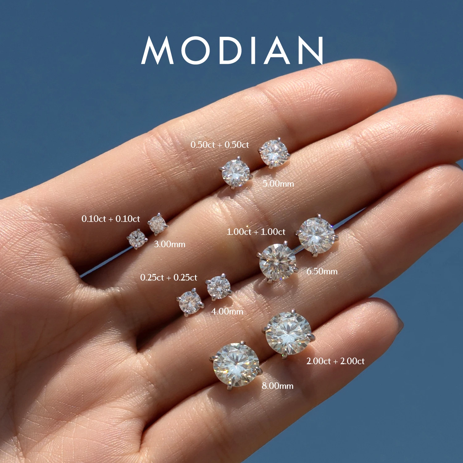 MODIAN 5 Sizes D Color Moissanite Earrings 925 Sterling Silver Sparkling…