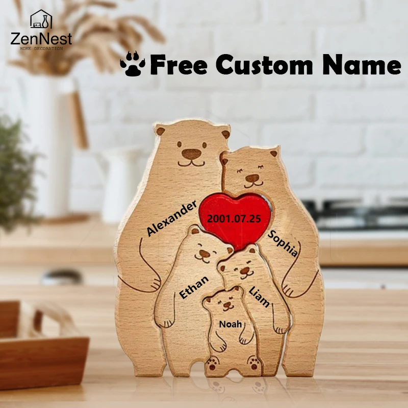 Bear Home Wooden Puzzle Personalized Custom Decor Heart Warmer Birthday Gift…