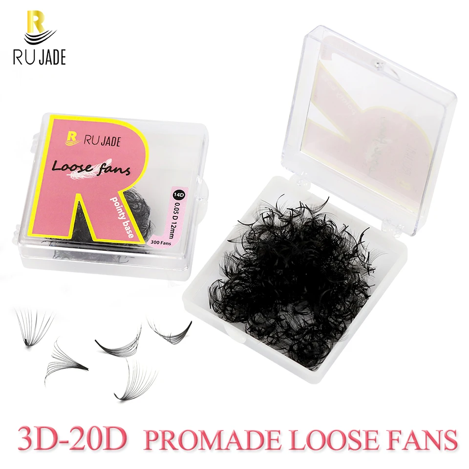 Rujade Sharp Narrow Stem Loose Fans Pre Made Russian Volume Lashes Thin…