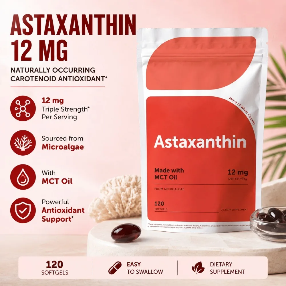 Astaxanthin 12mg Softgels Triple Strength Eye Health Skin Health Microalgae…