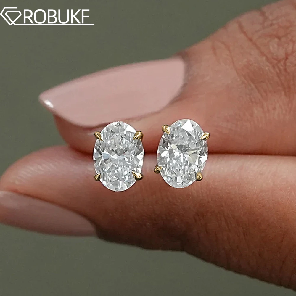 0.5-5ct Oval Cut Moissanite Stud Earring for Women D Color Sparkling Diamond…