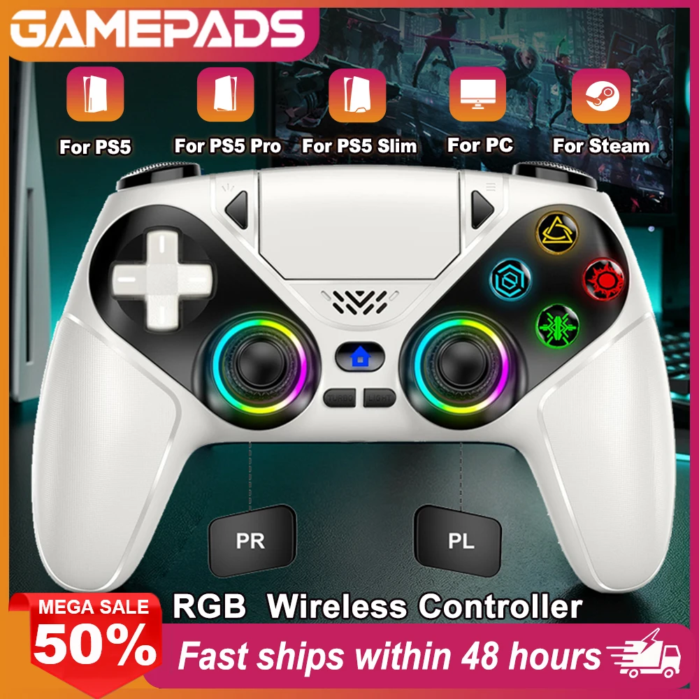 RGB Wireless Gamepad,For Playstation 5/PS5 Controller,With Turbo Dual Sense…