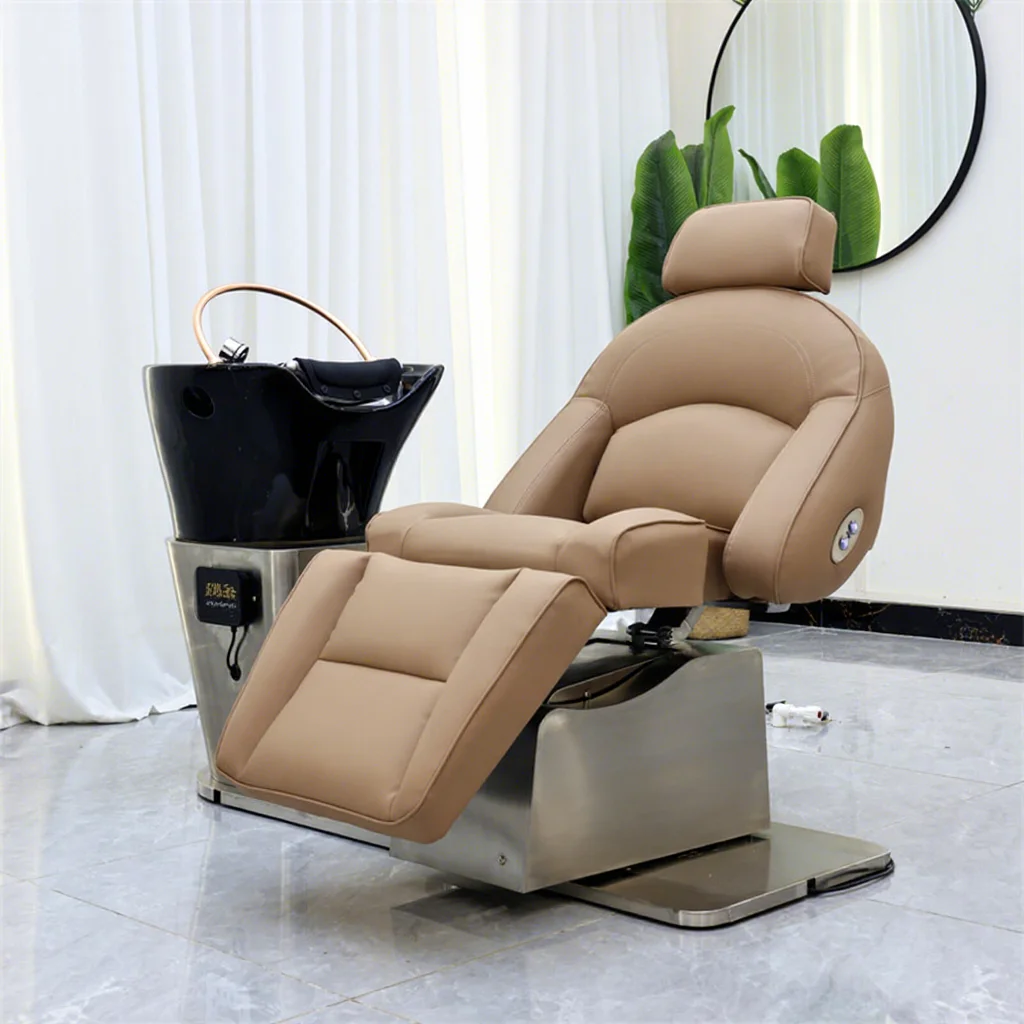 Modern Salon Hairdresser Station with Electric Massage Shampoo Bed Ceramic…
