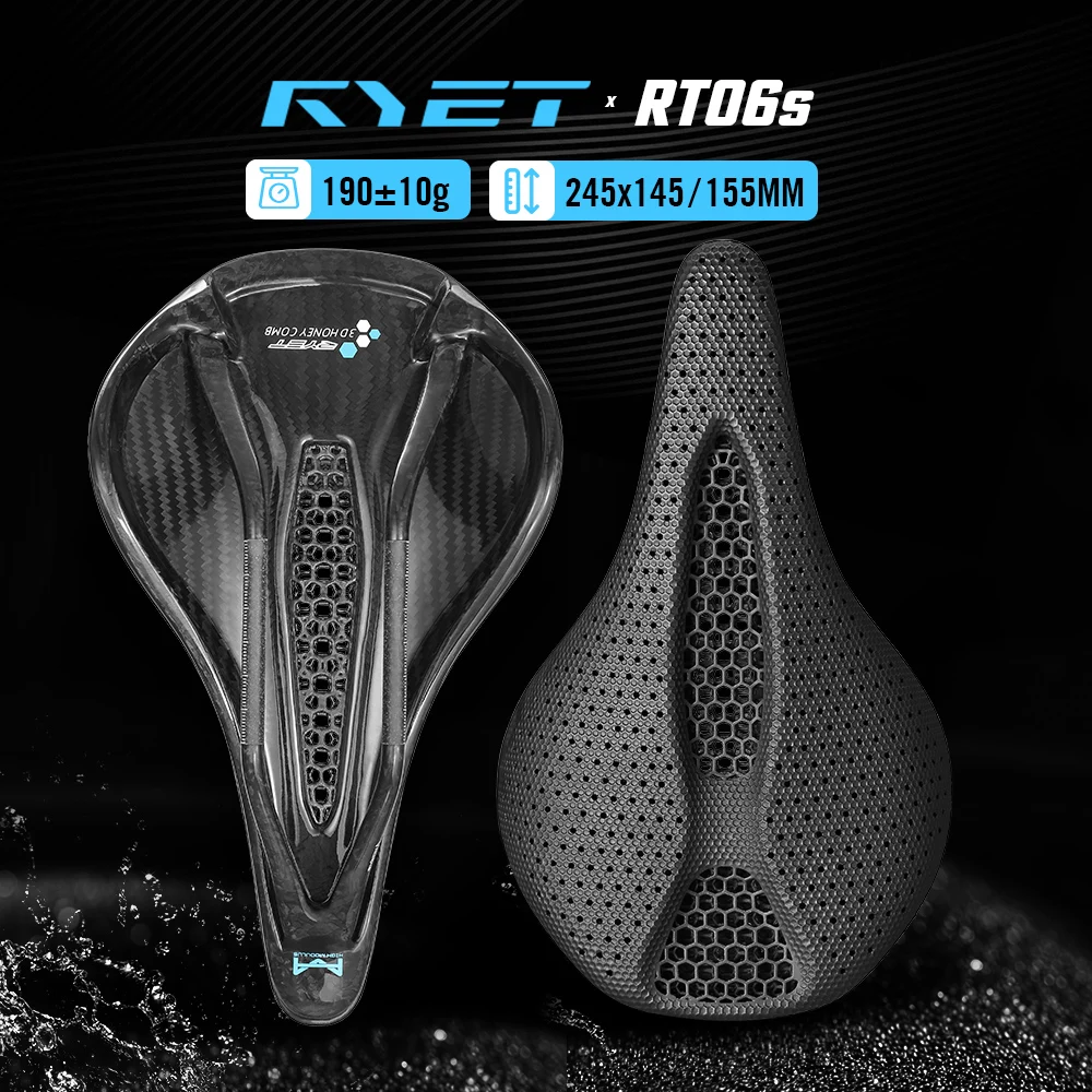 RYET Carbon 3D Printed Saddle 145/155MM 190g 7*9 Bike Seating for Men Women…